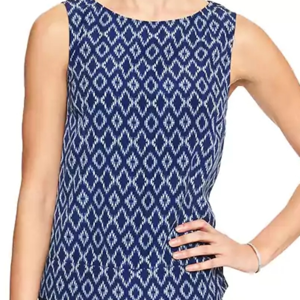Navy/white print cross back tank